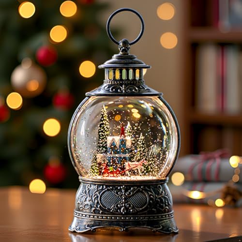 Christmas Snow Globes Christmas Water Lantern with Carriage Blue Church