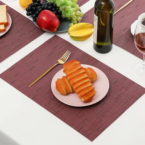Burgundy Placemats Set of 12 (12 Count)