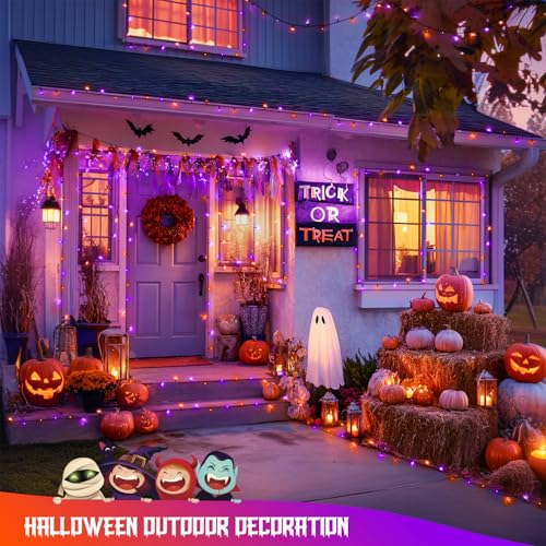 2 Pack Solar Halloween Lights Orange and Purple (66 Foot)