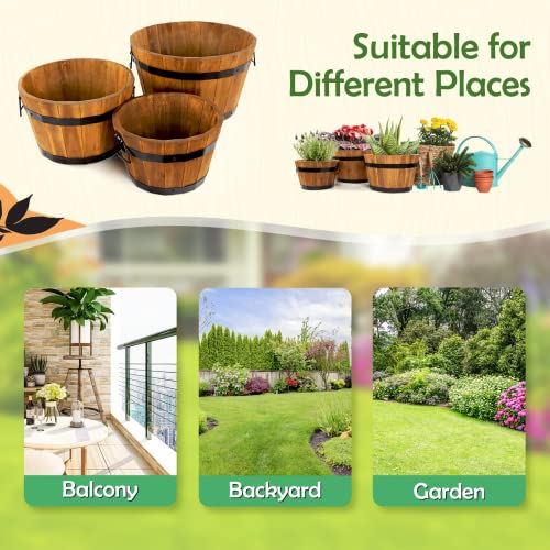 Set of 3 Wooden Flower Boxes Outdoor (3 Count)