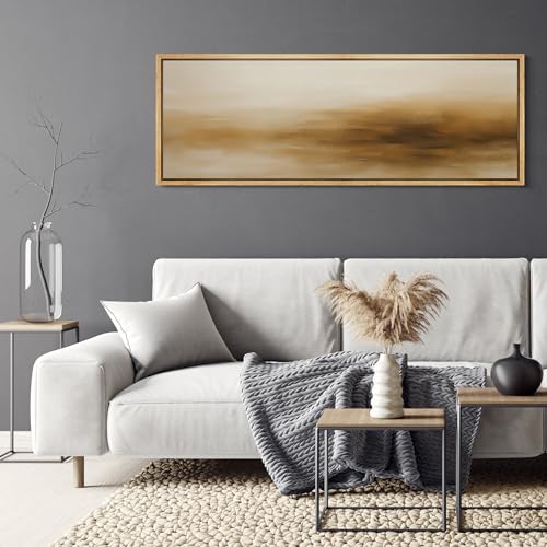 Large Framed Canvas Print Wall Art Minimalist Golden Brown Abstract Modern Neutral Illustrations Decorative Colorful for Bedroom