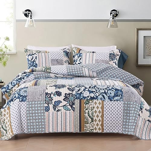 Queen Quilt Set Reversible Quilted Bedspread 3