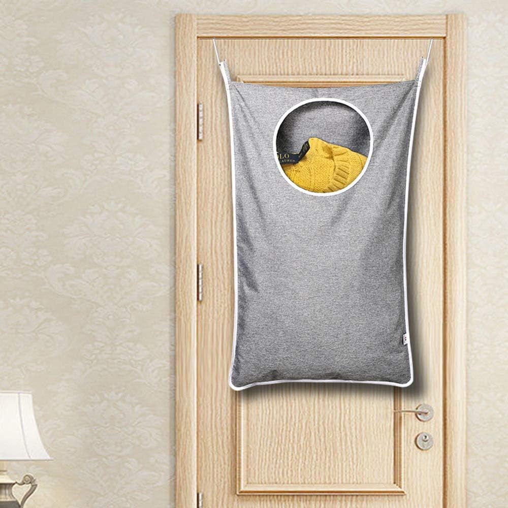 KEEPJOY Saves Space Door-Hanging Laundry Bag,Door Hanging Laundry Hamper with 2 Different Types of Hooks, Oxford Fabric Hanging Laundry Basket for Clothes Size 30"X20" -2 Pack Gray - NestledHome