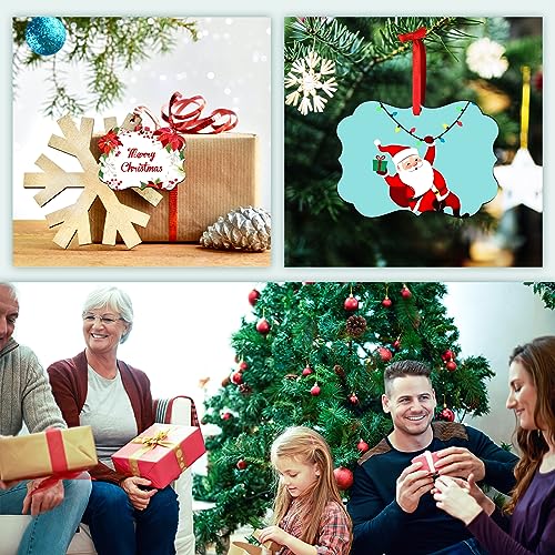 4 Pack Personalized Christmas Ornaments 2025 Wood Custom Photo Text Hanging Ornament for Christmas Tree Decorations (4 Count)