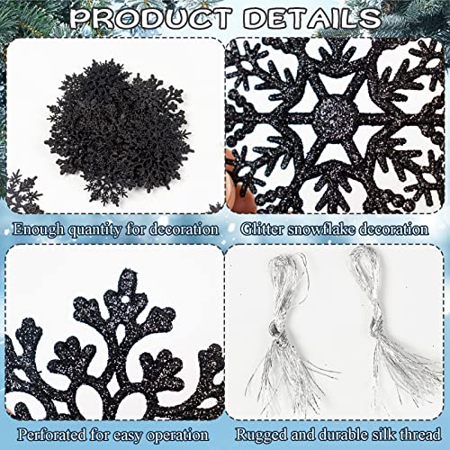 36pcs Black Christmas Snowflake Ornaments (36 Count)