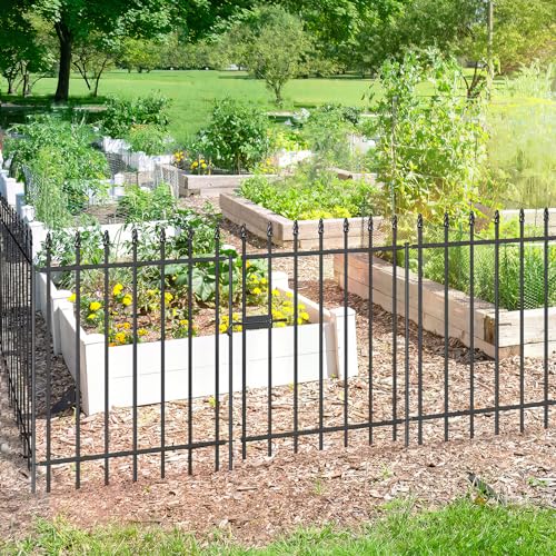 Decorative Metal Garden Fence with Gate 30" x 10' (25 Sq Ft)