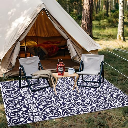 Outdoor Rug 5x8 ft Waterproof Reversible Floral Mat