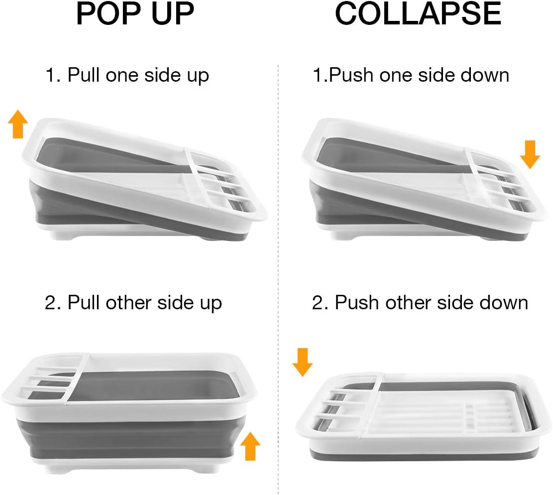THANSTAR Collapsible Dish Drying Rack Portable Dinnerware Drainer Organizer for Kitchen RV Campers Travel Trailer Space Saving Kitchen Storage Tray - NestledHome