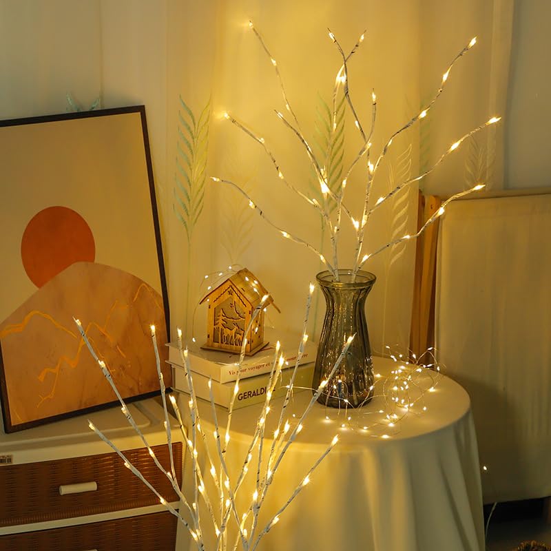 2 Pack Milky White Light LED Lighted Branches Battery Operated Lights