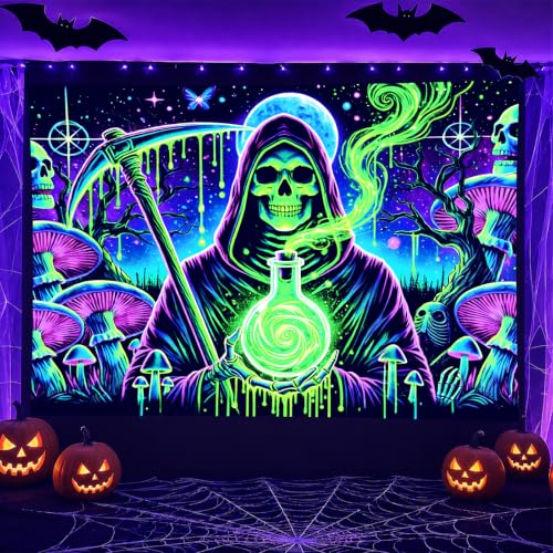 Halloween UV Tapestry Grim Reaper Bedroom Decor 78 x 59 Inch