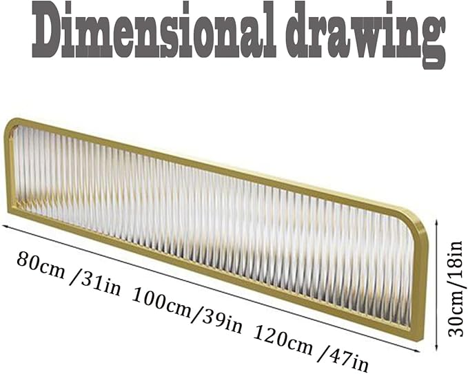 Countertop Low Fence Divide,Restaurant Decorative Partitions Grille,Dividers for Dining Areas,Office Furniture Partitions,Gold Stainless Steels Frame Tempered Glass Panel(47.24 * 11.8IN)