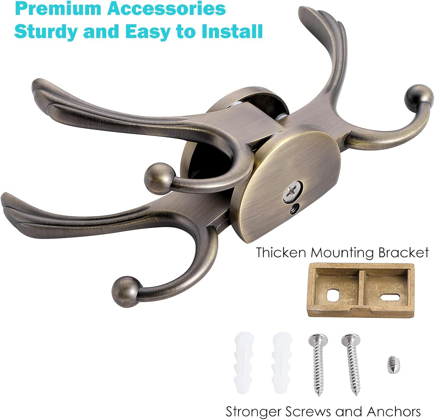 Swivel Coat Hook 2 Pack Heavy Duty Space Saving Towel Rope Hook Wall Mount Triple Swing Arms for RV Bathroom Kitchen Garage,Rustic Bronze - NestledHome