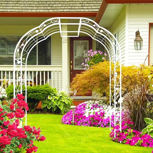 Metal Garden Arch 98.4" H Garden Arbor Trellis for Outdoor Climbing Plants Support Rose Lawn Tall Super Large Event Arch