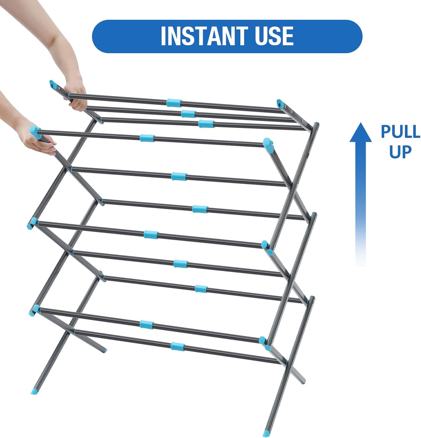 APEXCHASER Clothes Drying Rack, 3-Tier Laundry Drying Rack for Clothes, Expandable Metal Clothing Dryer, Collapsible Towel Rack, Air Drying Rack, Graphite - NestledHome