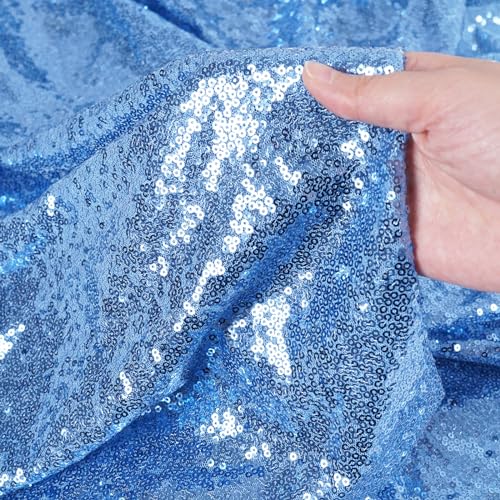 Sequin Tablecloth 50x72 Inch Baby Blue for Wedding Party