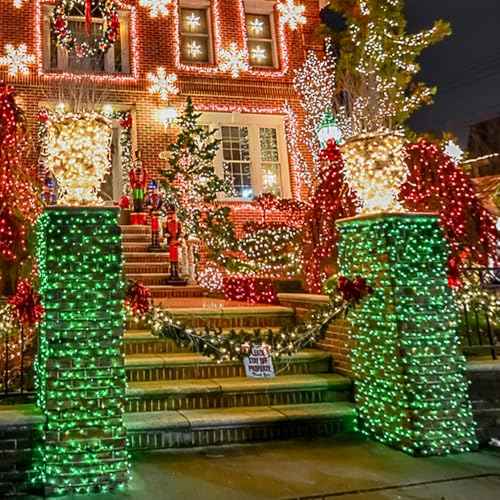 Solar Christmas Lights Outdoor 2 Pack 200 LED 66FT Halloween Lights Green (2 Count)