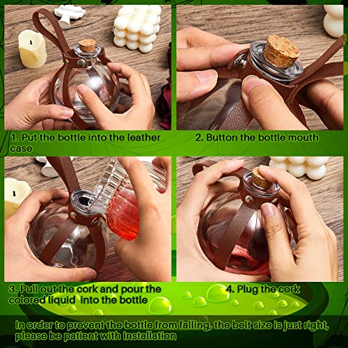 6 Pcs Halloween Glass Potion Bottles with Cork Belt (6 Count)