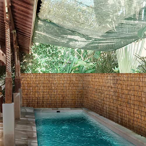 Reed Fencing Rolls Natural Bamboo Fence 6 Feet High Privacy Screen Curtains Fence for Balcony Patio Garden Backyard Shades Outdoor 6FT X 16.4FT (Brown) (98.4 Sq Ft)