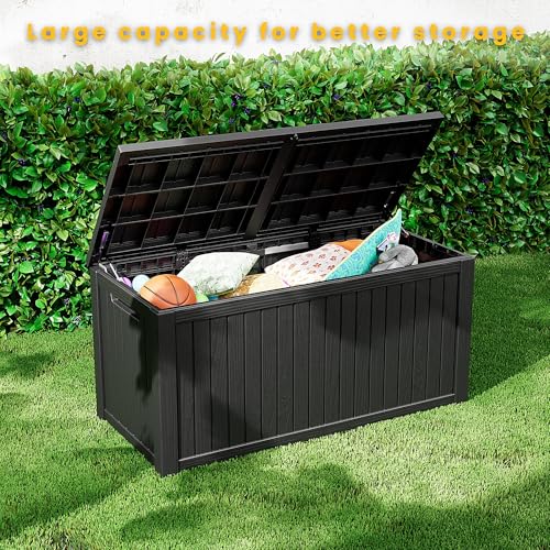 200 Gallon Outdoor Storage Box Waterproof Lockable Resin Deck Box Large