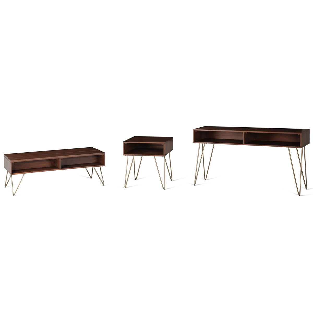 Hunter 48" Wide Solid Mango Wood Coffee Table in Umber Brown