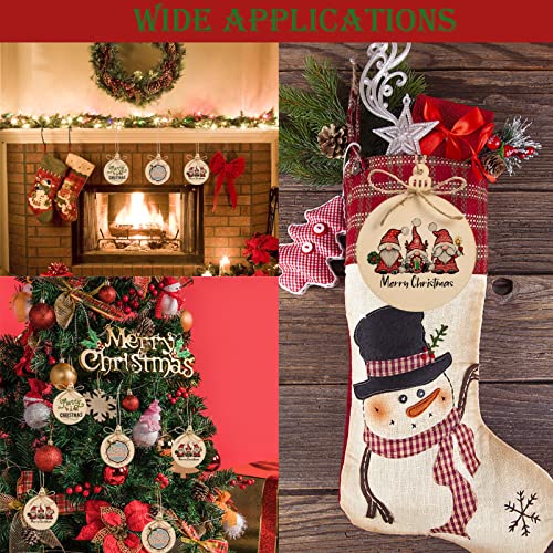 120 Pcs Wooden Christmas Ornaments Unfinished Wooden Circles with Holes Blank Round Wood Discs Slices Wooden Christmas Hanging Ornaments with Twine for DIY Crafts Present Tags Xmas Party Decor (120 Count)