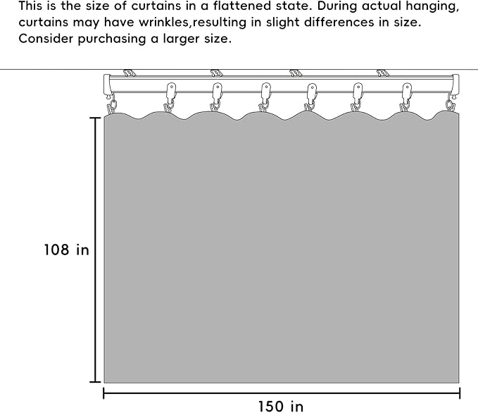 Room Divider Curtains Blackout Floor to Ceiling Curtain with Hook Wall Mount Sliding Door Curtains Ceiling Mount Extra Wide Curtain Wall Divider for Room Separation (Beige, W150 x H108 Inch)