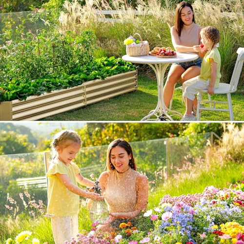 2 Pack 8×4×1ft Galvanized Metal Raised Garden Bed (2 Count)