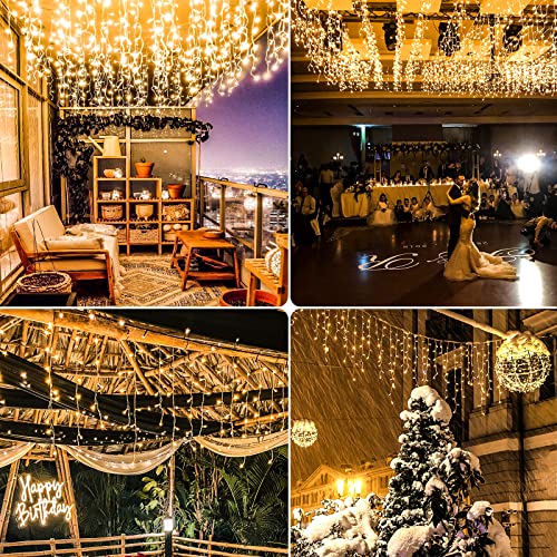 Icicle Lights for Outside 33FT 400 LED Warm White Christmas Lights