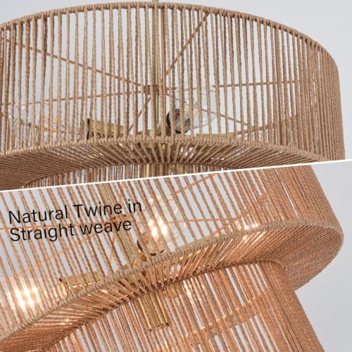 6 Light Boho Rattan Chandelier Light Fixture