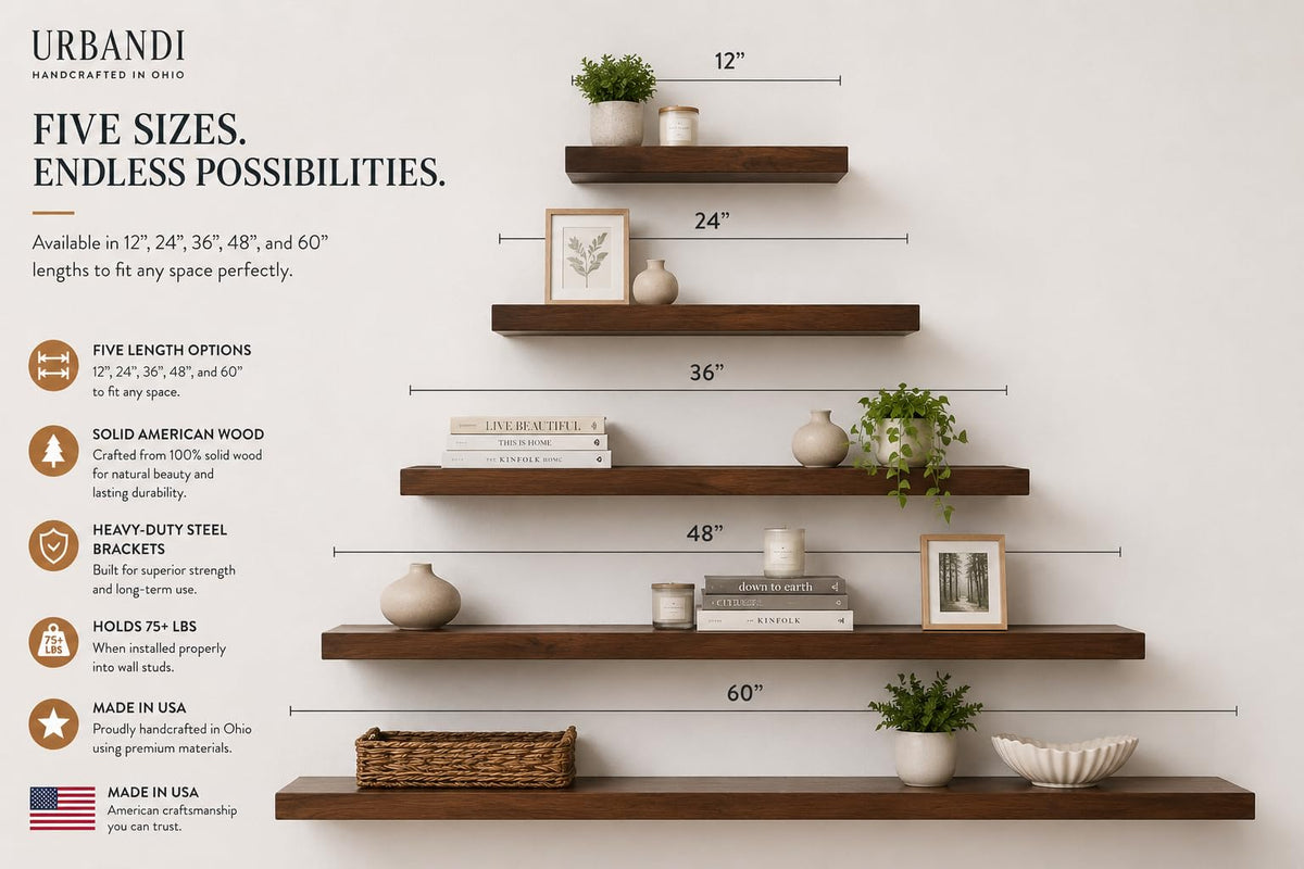 URBANDI Rustic Floating Shelves (2 Shelves)