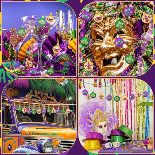 24 PCS Mardi Gras Tree Ornaments (24 Count)
