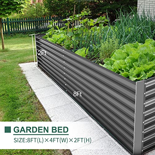 8×4×2 ft Galvanized Raised Garden Bed Kit