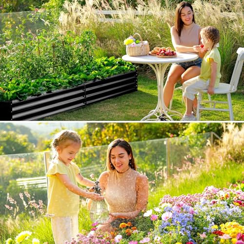 3 Pack 6×3×1ft Galvanized Metal Raised Garden Bed (3 Count)