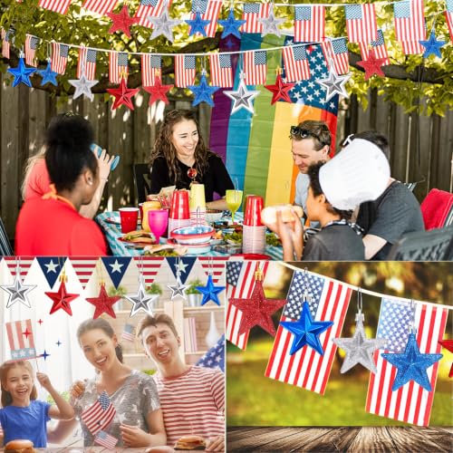 24 Pcs Patriotic Ornaments for Tree Red White Blue Christmas Decor