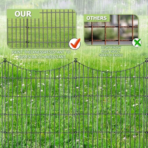 10 Panel No Dig Metal Garden Fence 32"H x 23.6'L Dog Fence Outdoor for Yard (63.24 Sq Ft)