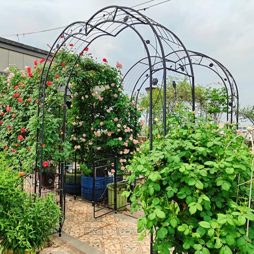 Metal Garden Arch 98.4" H Garden Arbor Trellis for Outdoor Climbing Plants Support Rose Lawn Tall Large Scale Event Arch