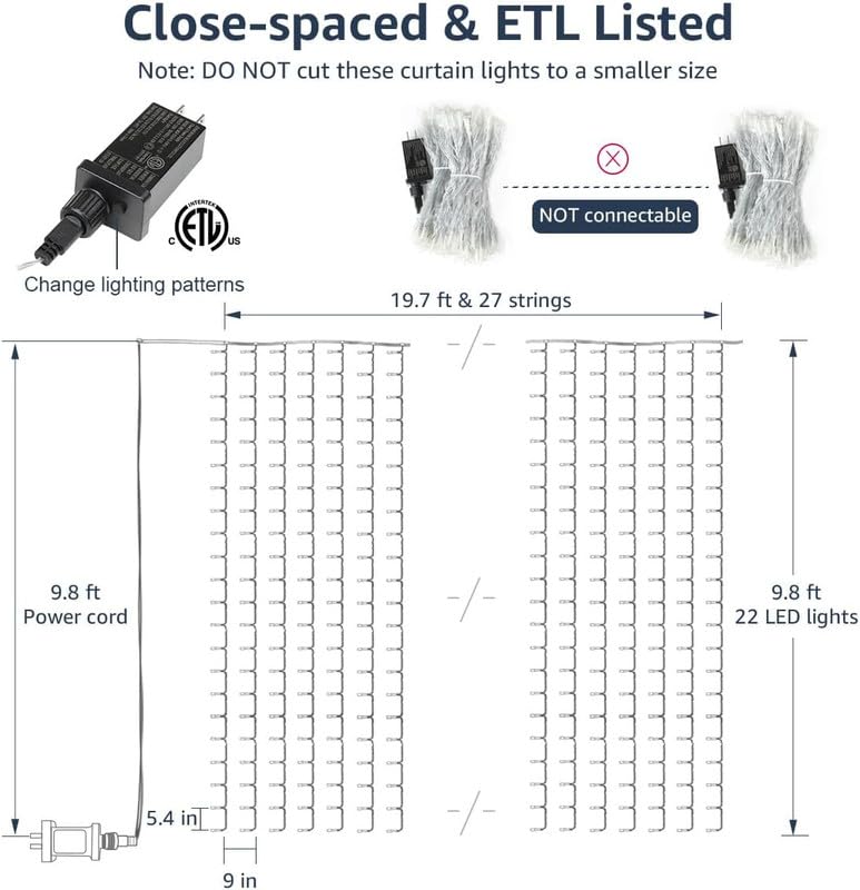 Lighting EVER 594 LED Curtain Lights