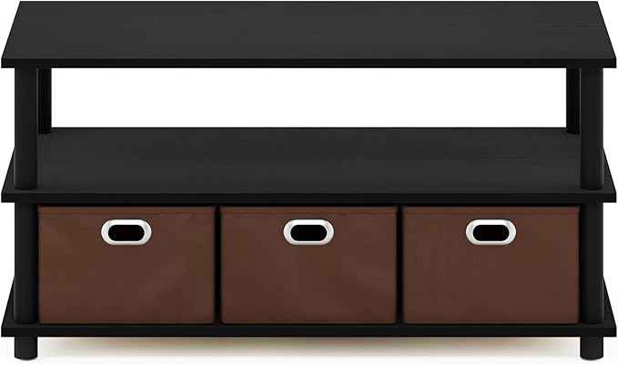 FURINNO Turn-N-Tube Coffee Table, 31.22D x 15.5W x 15.8H in, Black Oak/Black/Brown