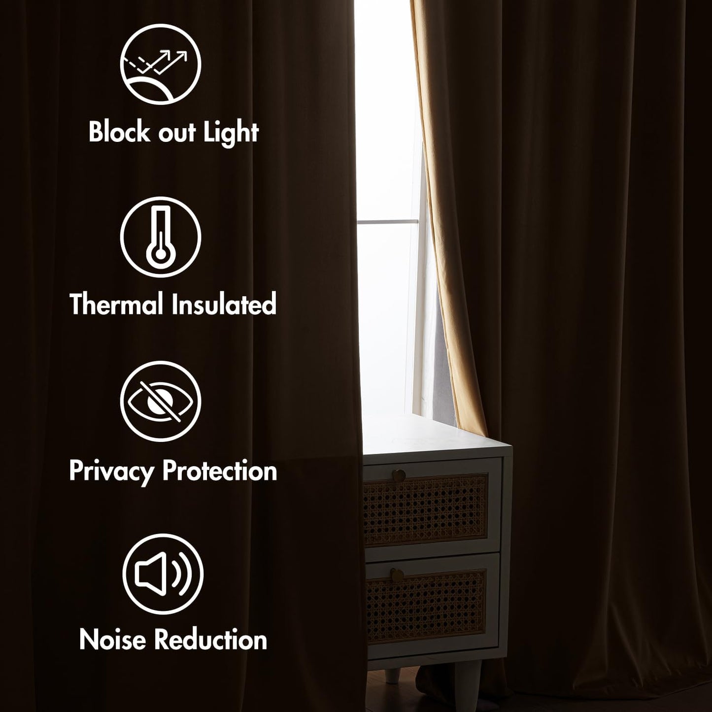 MIULEE Gold Velvet Curtains 90 inches 2 Panels - Luxury Room Darkening Window Drapes for Bedroom Living Room Thermal Insulated Super Soft Blackout, Back Tab Rod Pocket Pinch Pleated, W52 x L90