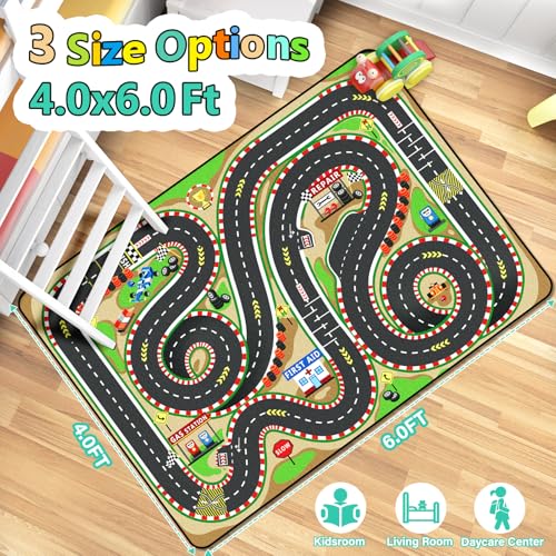Kids Race Track Play Mat Rug (48 Sq Ft)