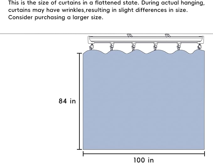 Room Divider Curtains Ceiling Mounted Track Sets Extra Wide Blackout Curtain Flexible Tracks for Bedroom Privacy Partition Separator, 1 Panel Black Drape and White Rail, W8.3 x H7ft