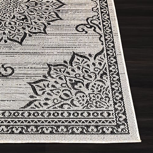 Outdoor Rug 8x10 Medallion White Black Modern Area Rugs for Indoor and Outdoor Patios