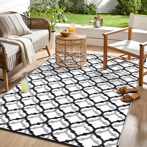 Outdoor Rug 8x10 ft Waterproof Reversible Braided Mat