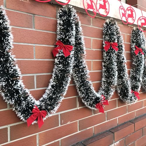 50 FT 15M Long Dark White Artificial Christmas Tinsel Garland Decorations DIY for Xmas Tree (4 Foot)