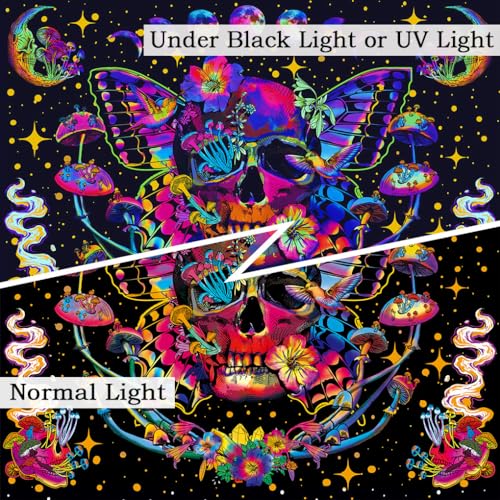 Blacklight Skull Tapestry