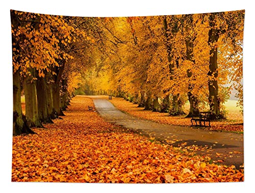 Fall Forest Tapestry Wall Hanging Autumn Natural Landscape Maple Tree with Vintage Road Fall Wall Hanging for Bedroom Living Room Dorm Home Party Holiday Decor 48x36 Inch