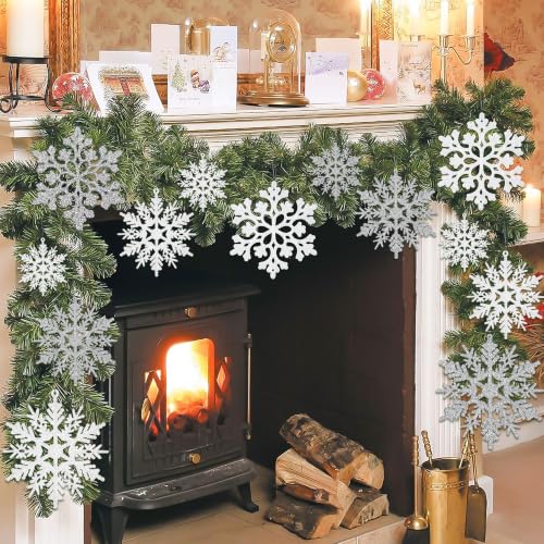 White and Silver Christmas Snowflake Ornaments (36 Count)