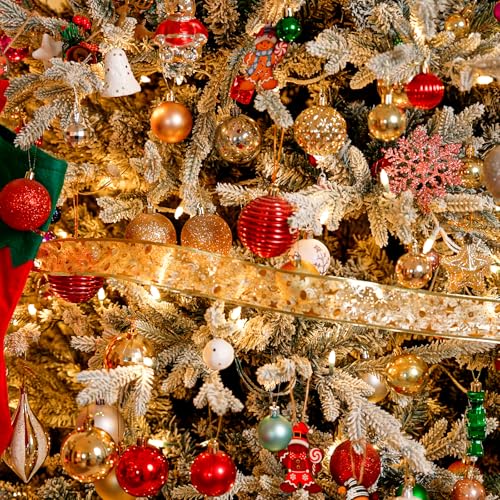 9 ft Prelit Flocked Christmas Tree with Realistic PE Foliage