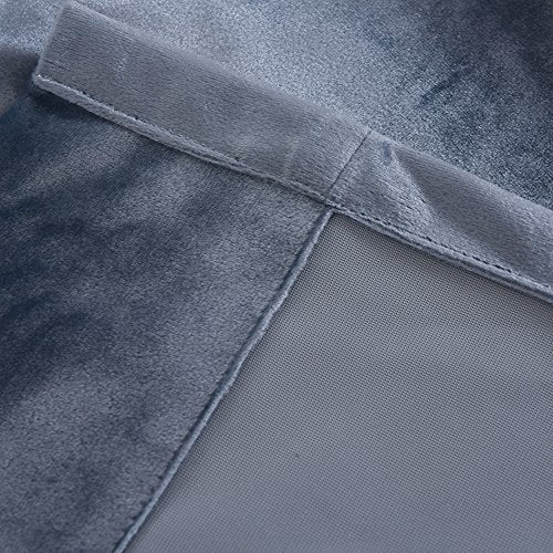 Super Soft Luxury Velvet Stone Blue Blackout Drapes Room Darkening Curtains Panel Grommet Top Curtain Drapery 52 by 120 inch Dusty Blue