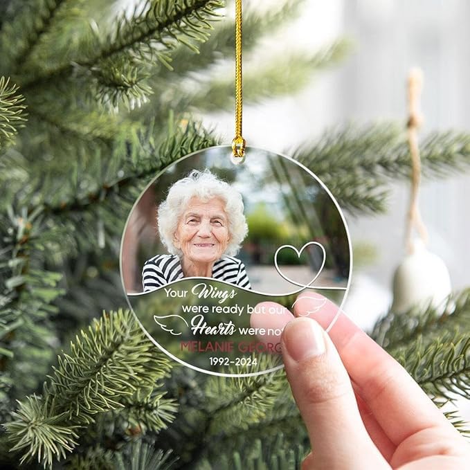 Personalized Memorial Grandma Christmas Custom Photo Acrylic Ornament 2024 for Christmas in Heaven Remembrance Grandma Sympathy Gift
